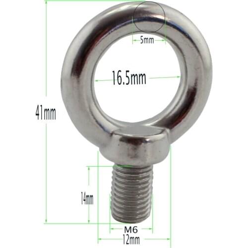 A2 Stainless Marine Lifting Eye Bolt Marine Lifting JIS1168 Eye Bolt SUS304 Ring Screw Loop Hole 7pcs M6 4pcs M8 2pcs M10