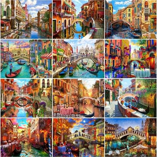 EverShine Diamond Embroidery Landscape Full Drill Square Diamond Painting City Rhinestone Mosaic Venice Cross Stitch Handicraft