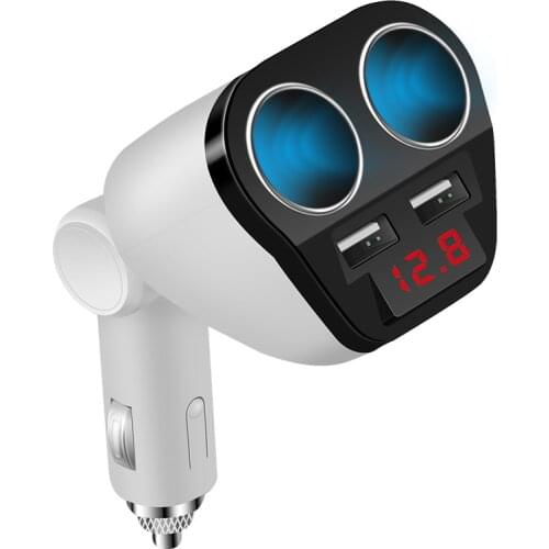 4in1 Car Charger 2 USB DC/5V 3.1A Power Socket Adapter Cigarette Lighter Splitter Mobile Phone Chargers With Voltage LED Display