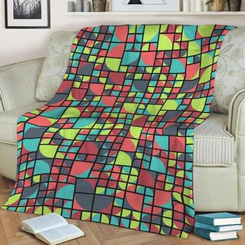 Abstract Geometric Pattern 3D Printed Velvet Plush Throw Fleece Blanket Bedspread Sherpa Blanket Home Decora