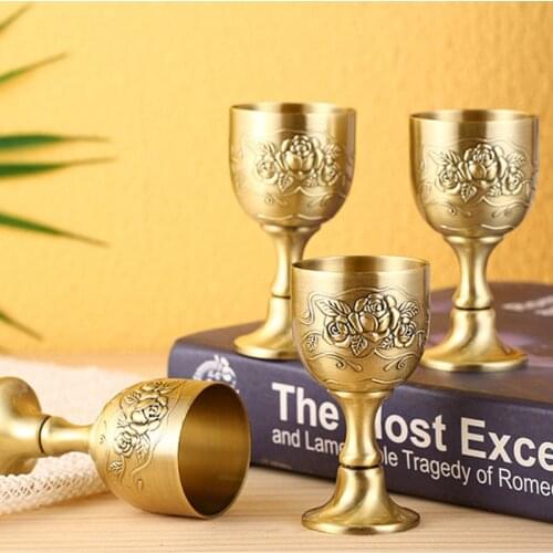 European Style Metal Wine Glass Creative Antique Bronze Goblet Wine Goblet Russian Personality Wine Glass Kitchen Accessories