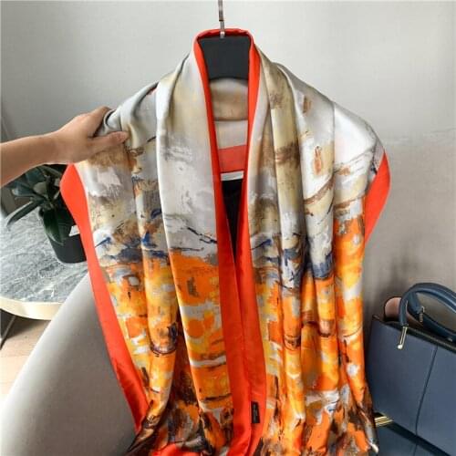 Brand 2021 Silk Head Scarves Women Print Pashmina Neckerchief Muslim Headband Scarf Hijab Shawl Wrap Bandana Autumn Warm Foulard