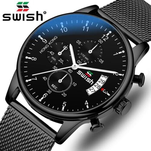 SWISH 2020 Top Brand Luxury Men Watches Waterproof Stainless Steel Wristwatch Mens Chronograph Casual Quartz Watch