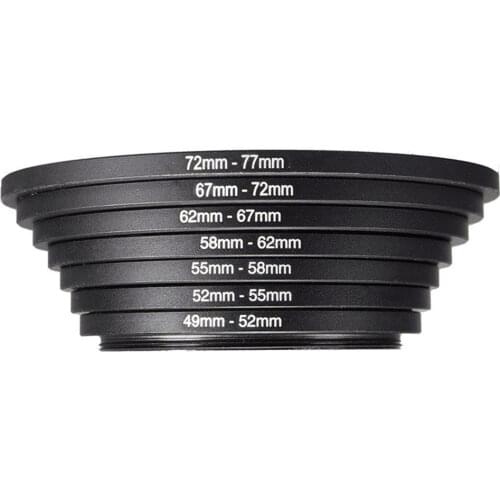7Pcs Photography Lens Filter Practical Step Up Outdoor Camera Aluminum Alloy Professional Accessories Mini 49 77mm Ring Adapter