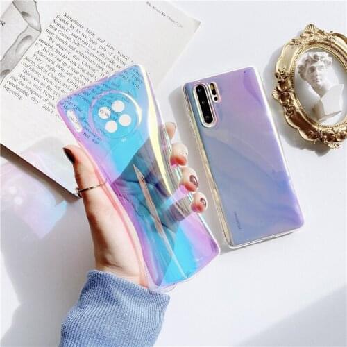 Violet Laser Colorful Phone Case For Huawei Honor V40 V30 V20 30 10X 20 Lite X10 Max 9X Pro Nova 5T Transparent Protective Cover