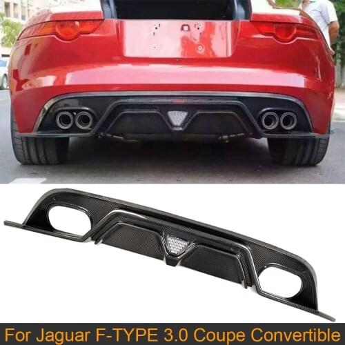 Car Rear Bumper Diffuser Lip for Jaguar F-Type Coupe Convertible 2014 - 2017 Rear Bumper Diffuser Lip Spoiler Carbon Fiber