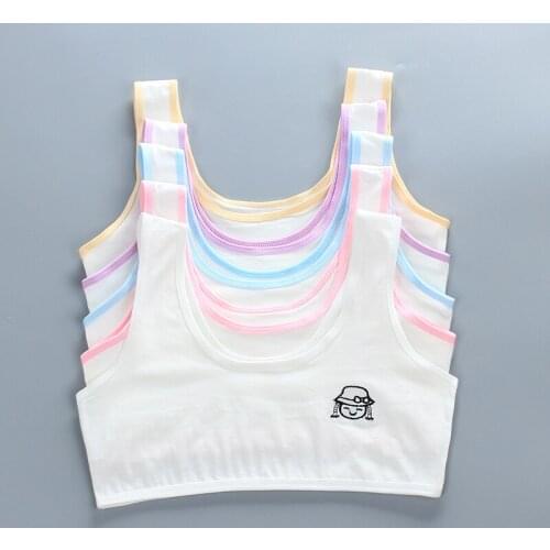 Puberty Young Girls Cotton Bras Puberty Sport Kids Training Tops Girls Students Soft Underwear Bras Children for 8-16 Years Old