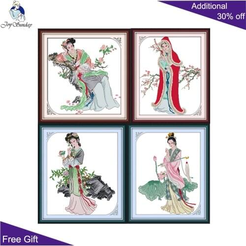 Joy Sunday Dream of Red Chamber Beauty R208R209R210R211 Home Decor Qin Keqing Xue Baoqin Shi Xiangyun Miao-Yu Lin Cross Stitch