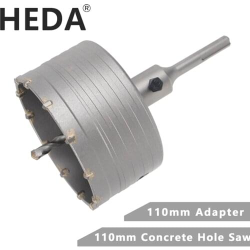 HEDA 110mm Concrete Tungsten Carbide Alloy Core Hole Saw SDS PLUS Electric Hollow Drill Bit Air Conditioning Pipe Cement Stone