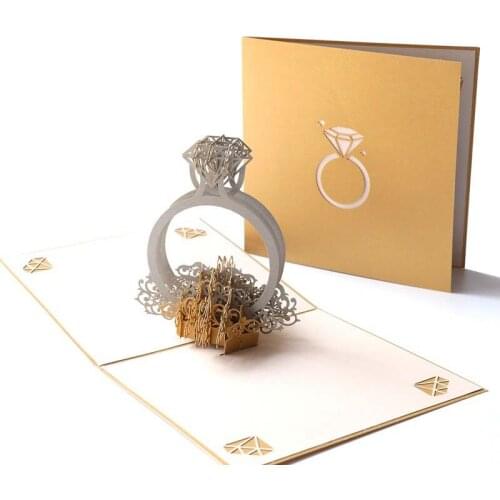 Valentines Day Diamond Ring Anniversary Greeting Card 3D Pop-Up Wedding Invitations Party Decoration Gifts Postcard c2827