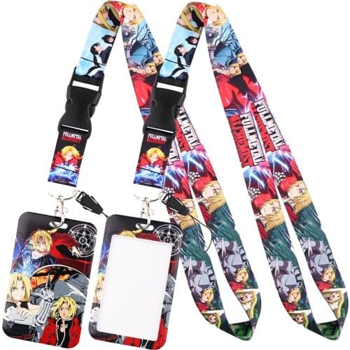 LT648 Anime Fullmetal Alchemist Print Keychain Ribbon Lanyards for Keys ID Card Phone Straps Hanging Rope Lariat Badge Holder