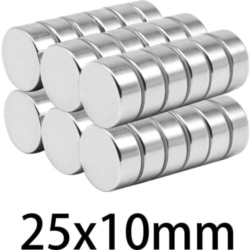 1-10PCS 25x10mm Strong Cylinder Rare Earth Magnet 25mmx10mm Round Neodymium Magnets 25*10mm N35 Thick Disc Strong Magnet 25*10
