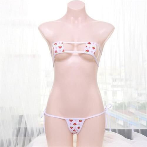 Micro bikini 2020 Sexy printing Strawberry square Lace 2 effects girl Beach spa swimwear women swimsuit biquini bikinis monokini