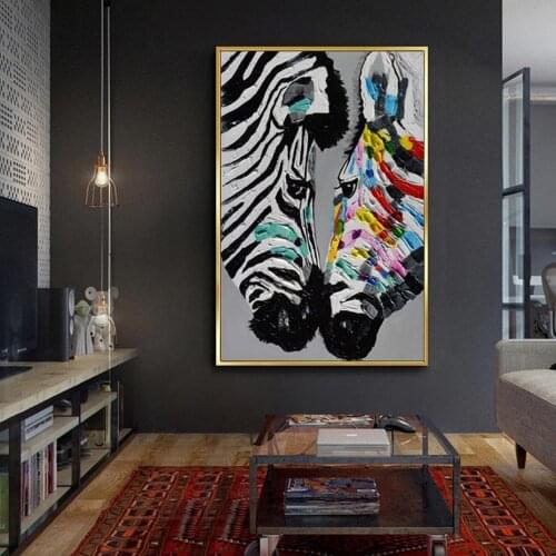 Fashion Modern Abstract Animals Printed Zebra Poster Oil Painting On Canvas Picture Wall Art for Living Room Home Decor