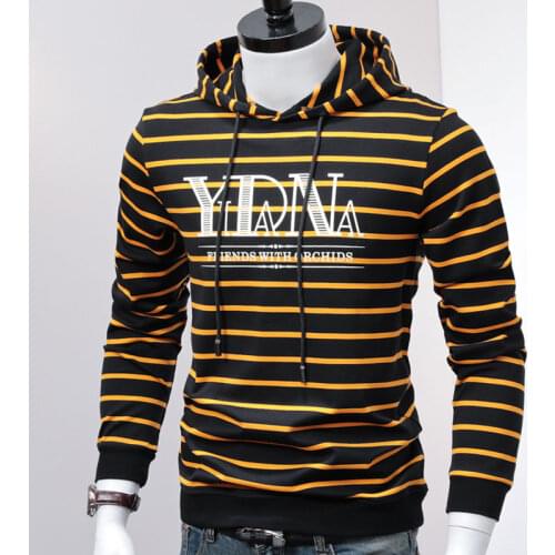 Fashion Striped Hoodie Men Cotton Oversized Hooded Sweatshirt Autumn Hip Hop Streetwear Clothing