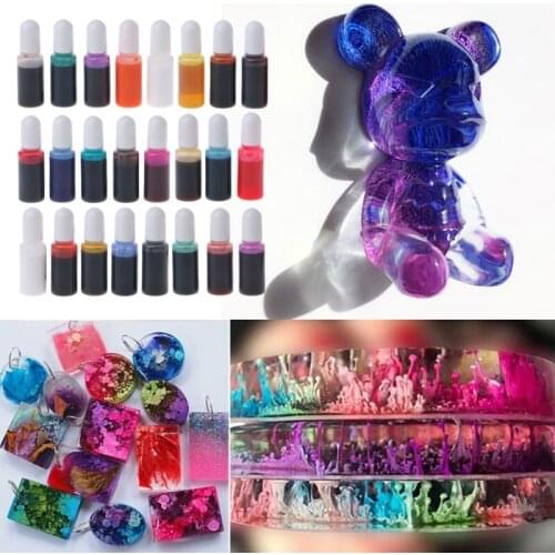 24 Colors Alcohol Ink Set Drawing Inks Epoxy Resin Diffuse Liquid Pigment Epoxy Resin Painting Dye 10ml Each Art Crafts X4YA