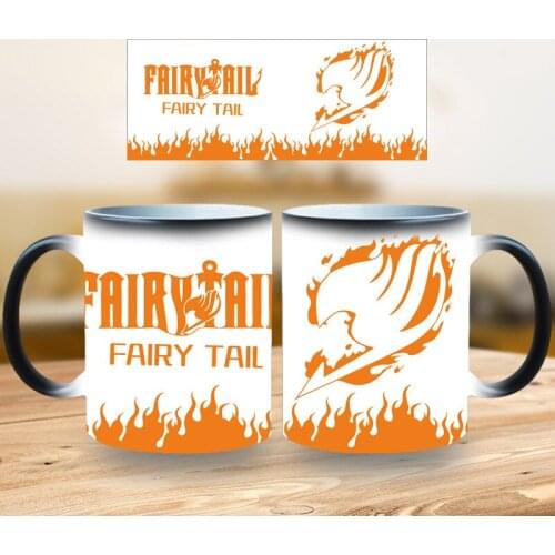 New Cartoon FAIRY TAIL Anime Figure Mug Color Changing Coffee Milk Ceramic Cups for Boys Girls DIY Christmas Halloween Gifts