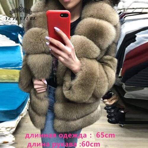 2020 New Real Natural Fox Fur Coat Jackets With Turn-down Fur Collar 60 CM Long Female Fox Fur Jacket Winter Women Fur Coat