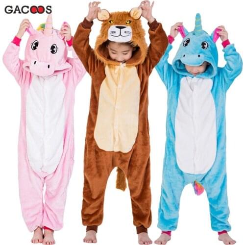 New Kugurumi Pajamas Unicorn Kids Animal Children Pajamas for Boys Girls Baby Pyjamas Stitch Lion Onesies Winter Girls Sleepwear