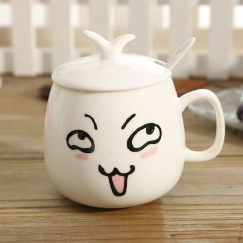 Couple MarkCeramic Cup Cute Expression Pattern Ceramic Water Cup Simple Modern Durable Home Kitchen Supplies