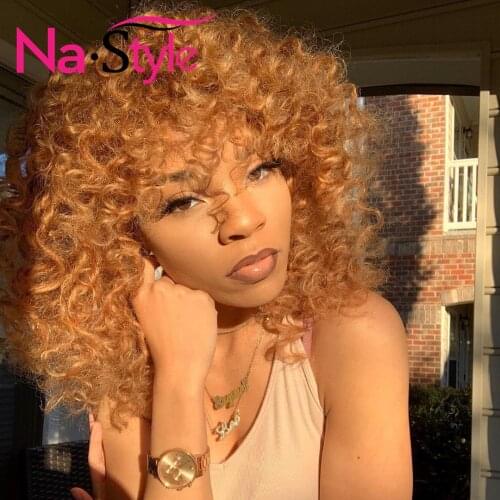 Ginger Lace Front Wig Curly Human Hair wig Kinky Curly Wig 150 Remy Brazilian wigs for women human hair Pre Plucked T Lace Part