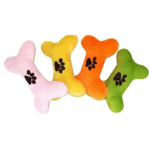 Candy Color Bone Shape Plush Dog Squeaky Toys Funny Cute Puppy Training Interactive Toy for Small Medium Pets Accessories