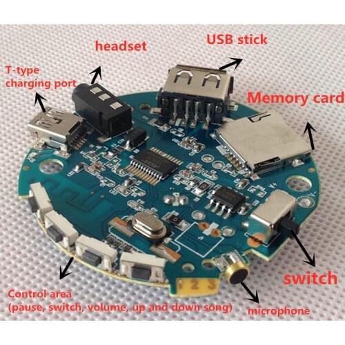 3.7-5V Bluetooth receiver receiving module power amplifier board Bluetooth board card MP3 decoder board can receive calls