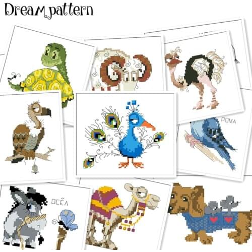 Animal series cross stitch peacock dog bird package 18ct 14ct 11ct cloth cotton thread embroidery DIY handmade needlework