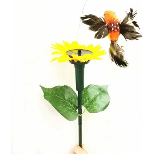 Solar Powered Simulation Sunflower Dancing Flying Hummingbird Yard Home Ornament For Yard Garden street Hot Sale