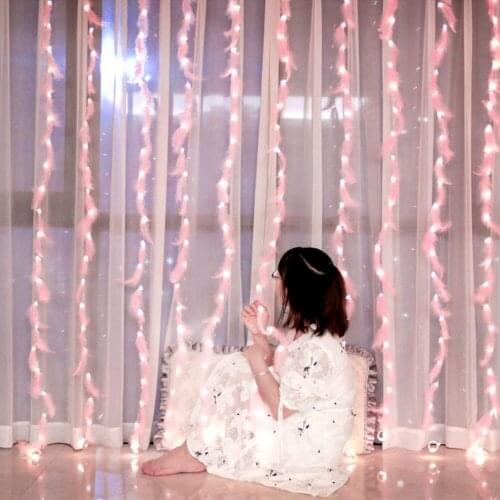 3x3m DIY Feather String Remote LED Curtain Light USB Waterproof Fairy Light 8 Light Modes Lovely Cute Home Decor for Girls