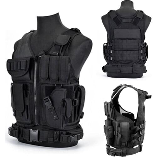 Tactical Vest Military Outdoor Hunting Ultra-Light Breathable Combat Training Vest Adjustable Adults 600D Encryption Polyester