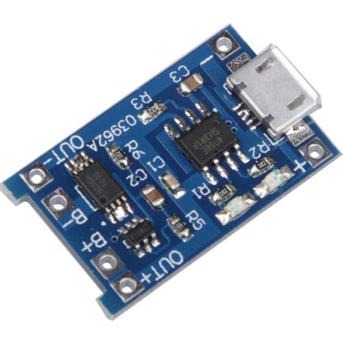 Tp4056 5 V 1a Micro Usb 18650 Lithium Battery Load on Board Charger Module Protection Dual Functions for Arduino Diy Kit