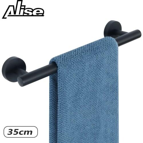 35cm Black Towel Rail Bathroom Hand Towel Rail Wall Mounted Kitchen Towel Holder 304 Stainless Steel Bathroom Shelf Storage Rack