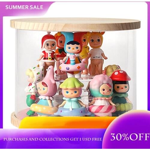 Blind Box Rotating Doll Acrylic Box Storage Small Garage Organizer Kits Stand Figure Deaf Box Doll Transparent Display Holder
