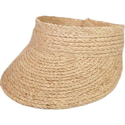 Women Summer Woven Straw Open Top Sun Hat Foldable Packable Roll-up Wide Brim Sunscreen Outdoor Sports Beach Visors Baseball Cap