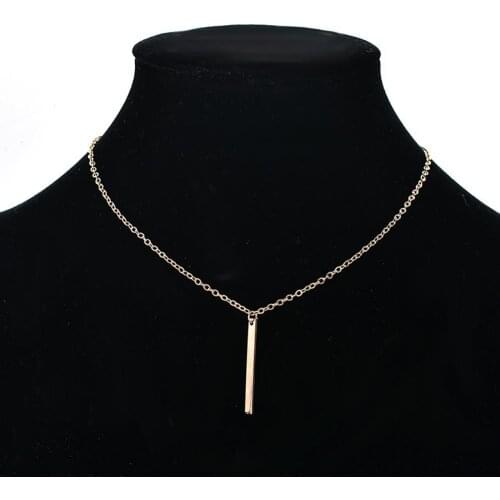 Women Fashion Metal Bar Charm Dangle Gold Plated Chain Pendant Necklace Clavicle Chain Necklace Women Jewelry Accessories Decor