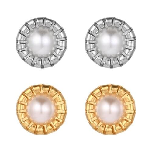 Fashion Gold Silver Color with Pearl Stud Earring Set For Women Vintage Metal Hoop Earings Geometric Circle Drop Earrings 2021