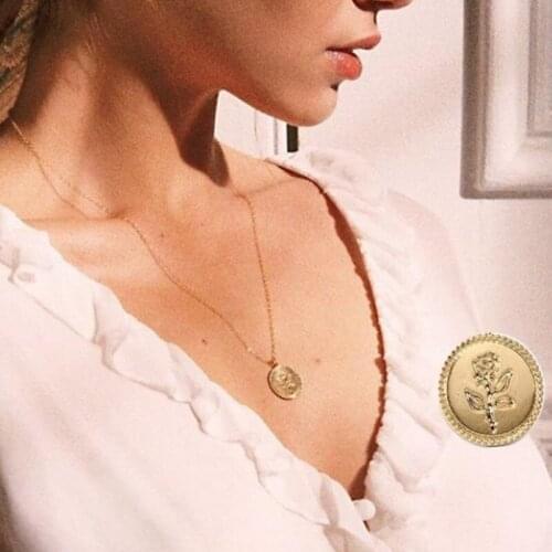 Necklace for Women Rose Flower Pattern Sweater Chain Necklacens Jewelry Wholesale