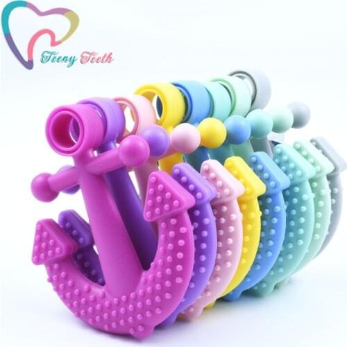 10 PCS Silicone Anchor Teether Soft BPA Free Teething Necklace Teether Safe For Baby Anchor Silicon Teether 8 Colors Baby Toy