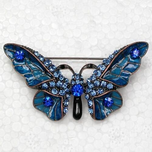 12pcs/lot Wholesale Rhinestone Enamel Butterfly Pin brooches C101903