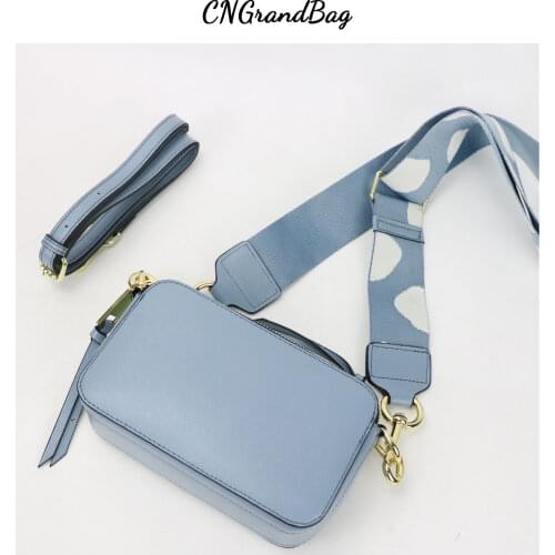 2021 New Customized Designer Bag Fashion Saffiano Leather Camera Shoulder Bag Colorful Girls Crossbody Bag with Wide Strap