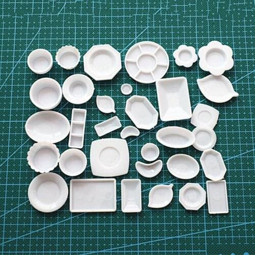 33pcs Miniature Accessories Mini Plate Dishes Simulation Furniture Model Toys For Doll House Decoration