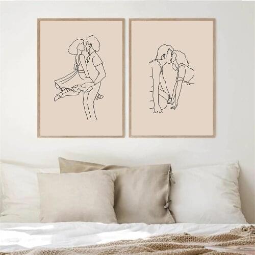 Abstract Pulp Fiction Poster Classic Dancing Wall Art Canvas Painting Line Drawing Print Minimalist Wall Pictures Bedroom Decor