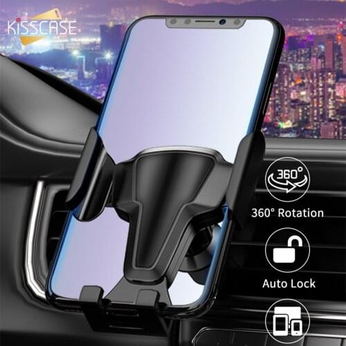 KISSCASE Gravity Linkage Car Phone Holder Stand For iPhone 11 Pro Max Auto Lock Air Vent Mount Bracket Car Holder Phone Support