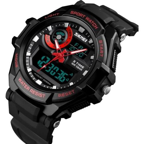 SKMEI Top Brand Luxury Clock Mens Watch Fashion Military Shock Dual Display Clock Mens Sport Watch Digital Wrist Fitness Watch