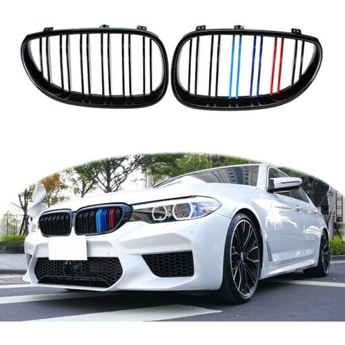 A Pair Car Kidney Grill Racing Double Line Grille For BMW 5 Series E60 E61 2003-2009 Car Tuning Front Grills Accessories