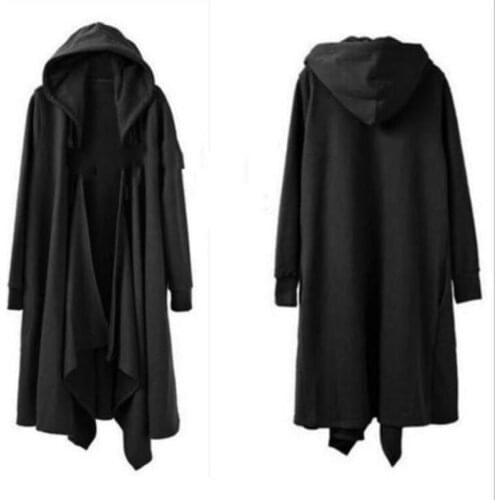 Plus Size Dark Black Men Shawl Non Mainstream Personality Clothes Cloak Long Coat Windbreaker Autumn Gothic Street Stage Jacket