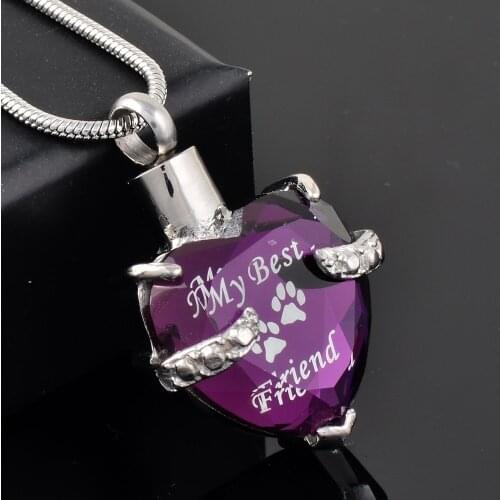 Hold Love Memorial Jewelry Pet Dogs Cats peach/purple Rhinestone Heart Urn Cremation Urn Pendant Necklace Womens Hot Sale