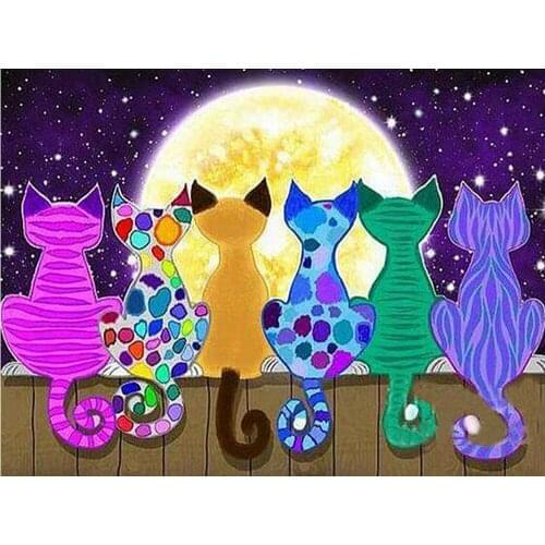 JMINE Div 5D Cat Moon Space Full Diamond Painting cross stitch kits art High Quality Cartoon 3D paint by diamonds