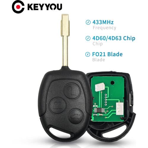 KEYYOU Remote Car Key 433MHz ID46 Chip for FORD Focus Fiesta Mondeo Fusion Transit KA 2001 2002 2004 2005 2006 2007 2008